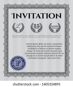 Grey Retro invitation. Money design. Easy to print. Vector illustration. 