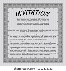 Grey Retro invitation. Money Pattern. Detailed. With complex linear background. 