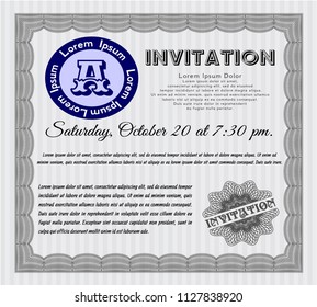 Grey Retro invitation. Money Pattern design. With linear background. Customizable, Easy to edit and change colors. 