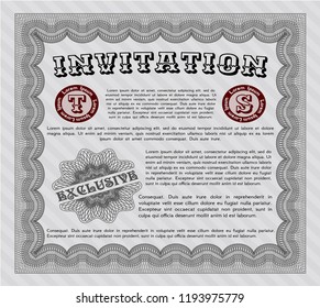 Grey Retro invitation. Money Pattern design. With guilloche pattern and background. Customizable, Easy to edit and change colors. 