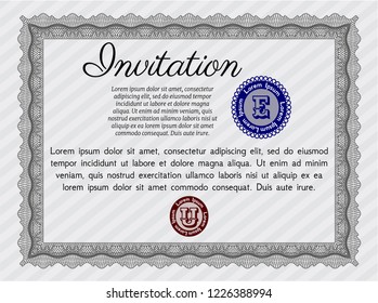 Grey Retro invitation. Money Pattern design. Customizable, Easy to edit and change colors. Easy to print. 