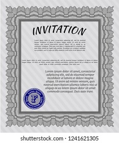 Grey Retro invitation. Money Pattern. Detailed. With complex background. 
