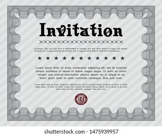 Grey Retro invitation. Money Pattern. Detailed. Printer friendly. 