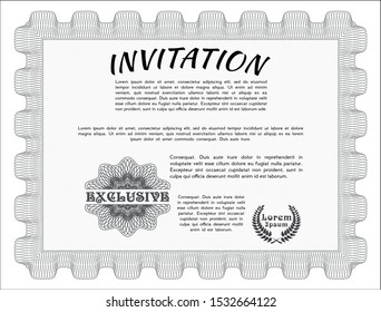 Grey Retro invitation. Money Pattern design. Vector illustration. With guilloche pattern and background. 