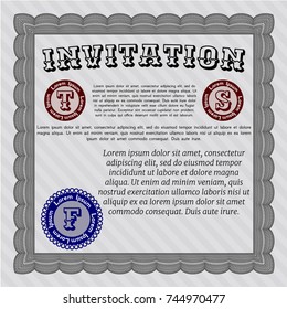 Grey Retro invitation. Money Pattern. Vector illustration. With guilloche pattern and background. 