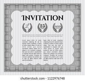 Grey Retro invitation. Money style design. Customizable, Easy to edit and change colors. With guilloche pattern and background. 