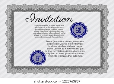 Grey Retro invitation. Money style design. With complex linear background. Vector illustration. 