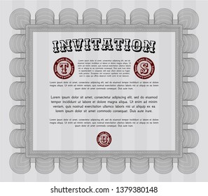Grey Retro invitation. Money style design. Customizable, Easy to edit and change colors. Complex background. 