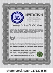 Grey Retro invitation. Nice design. Detailed. Complex background. 
