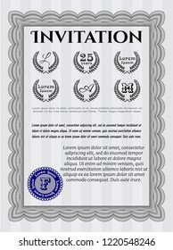 Grey Retro invitation. Nice design. Complex background. Detailed. 