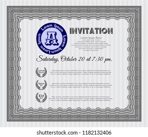 Grey Retro invitation. Perfect design. With great quality guilloche pattern. Customizable, Easy to edit and change colors. 