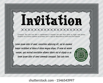 Grey Retro invitation. Perfect design. Printer friendly. Customizable, Easy to edit and change colors. 