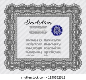 Grey Retro invitation. Printer friendly. Detailed. Excellent design. 