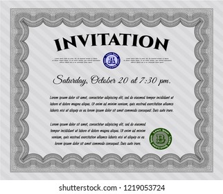 Grey Retro invitation. Printer friendly. Detailed. Excellent design. 