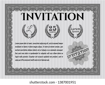 Grey Retro invitation. Printer friendly. Detailed. Lovely design. 