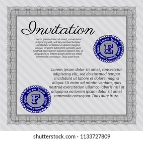 Grey Retro invitation. With quality background. Good design. Detailed. 