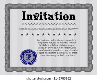 Grey Retro invitation. With quality background. Money Pattern. Vector illustration. 