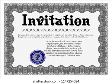 Grey Retro invitation. With quality background. Vector illustration. Money design. 