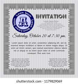 Grey Retro invitation. With quality background. Vector illustration. Cordial design. 