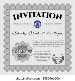 Grey Retro invitation. With quality background. Excellent design. Vector illustration. 