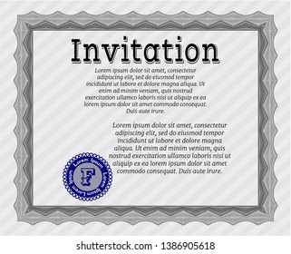 Grey Retro invitation. With quality background. Good design. Detailed. 