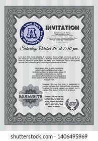 Grey Retro invitation. Sophisticated design. Detailed. Easy to print. 