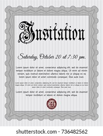 Grey Retro invitation. Superior design. Complex background. Detailed. 