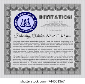 Grey Retro invitation. Superior design. With complex background. Detailed. 