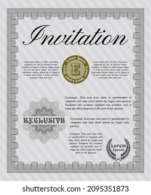 Grey Retro invitation template. Artistry design. Complex background. Vector illustration. 