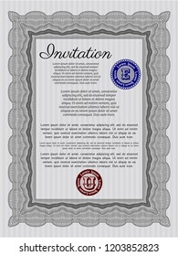 Grey Retro invitation template. With background. Excellent design. Vector illustration. 