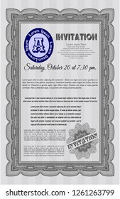 Grey Retro invitation template. With background. Money style design. Vector illustration. 