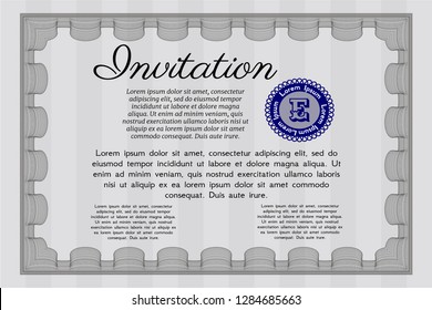 Grey Retro invitation template. With background. Customizable, Easy to edit and change colors. Elegant design. 