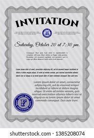 Grey Retro invitation template. With background. Sophisticated design. Vector illustration. 