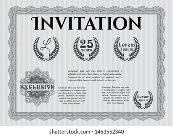 Grey Retro invitation template. With background. Lovely design. Customizable, Easy to edit and change colors. 