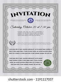 Grey Retro invitation template. Beauty design. Printer friendly. Customizable, Easy to edit and change colors. 
