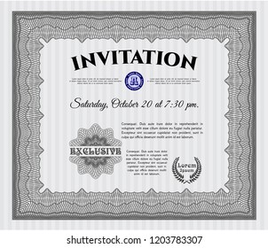 Grey Retro invitation template. Complex background. Artistry design. Vector illustration. 