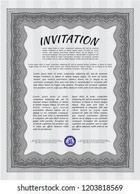 Grey Retro invitation template. With complex linear background. Superior design. Vector illustration. 