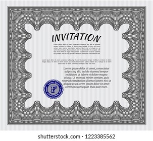 Grey Retro invitation template. Complex background. Customizable, Easy to edit and change colors. Sophisticated design. 