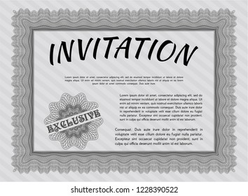 Grey Retro invitation template. With complex linear background. Perfect design. Vector illustration. 