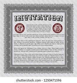 Grey Retro invitation template. With complex background. Money Pattern. Customizable, Easy to edit and change colors. 