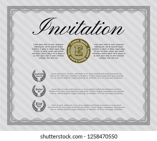 Grey Retro invitation template. With complex linear background. Artistry design. Customizable, Easy to edit and change colors. 