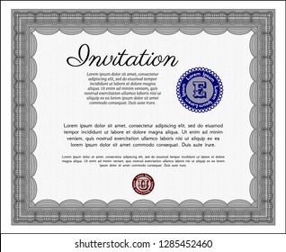 Grey Retro invitation template. With complex background. Nice design. Customizable, Easy to edit and change colors. 