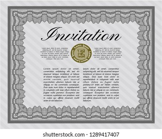 Grey Retro invitation template. With complex background. Detailed. Modern design. 