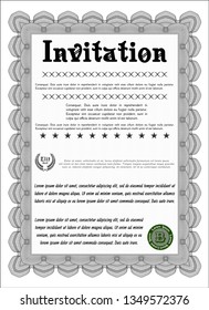 Grey Retro invitation template. With complex linear background. Customizable, Easy to edit and change colors. Money design. 