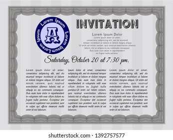 Grey Retro invitation template. With complex background. Money Pattern. Customizable, Easy to edit and change colors. 