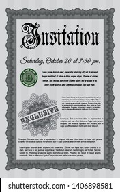 Grey Retro invitation template. Complex background. Money Pattern design. Vector illustration. 