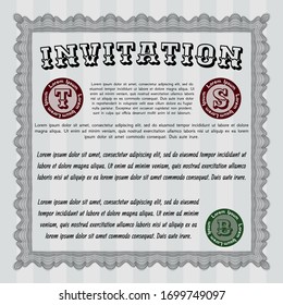 Grey Retro invitation template. Complex background. Money Pattern. Customizable, Easy to edit and change colors. 