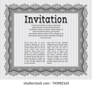 Grey Retro invitation template. With complex linear background. Customizable, Easy to edit and change colors. Superior design. 