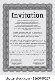 Grey Retro invitation template. Cordial design. Detailed. Printer friendly. 