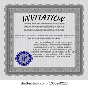 Grey Retro invitation template. Cordial design. Complex background. Vector illustration. 
